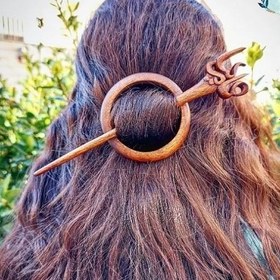 تصویر پین مو چوبی اسم کاملیا Camellia name wooden hair pin