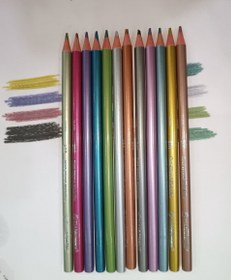 تصویر مداد رنگی 12تایی مدل متالیک 