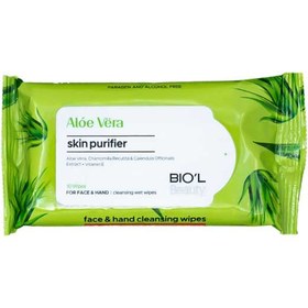 تصویر دستمال مرطوب بیول مدل Aloe Vera بسته 10 عددی Biol Aloe Vera Cleansing Wipes Pack of 10