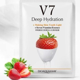 تصویر ماسک ورقه ای آبرسان قوی v7 توت فرنگی 30گرمی بیوآکوا ا Bio aqua Strawberry Deep Hydration V7 Facemask 30g Bio aqua Strawberry Deep Hydration V7 Facemask 30g