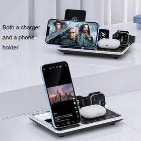 تصویر پایه شارژر وایرلس 4 کاره گرین لاین مدل Green Lion 4 in 1 Wireless Charging Station 4in 1 Wireless Charging Station