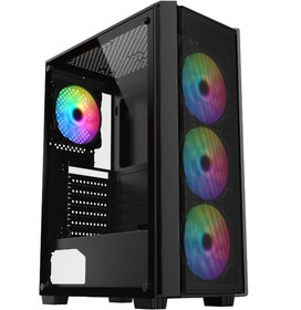 تصویر کیس گیمینگ هانت کی مدل Huntkey L200-19 Mesh به همراه سه فن ARGB و کنترلر 10 پورت