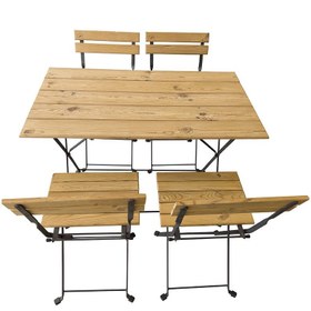تصویر میز و صندلی تاشو 4 نفره چوبی نوین مهر 