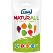 تصویر پاستیل اسپانیایی فاقد گلوتن ویدال Vidal Natural Fruit & Veggie با طرح میوه و سبزیجات 180 گرم 