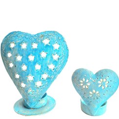 تصویر شمعدان آبکاری طرح قلب - بزرگ 