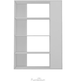 تصویر کتابخانه مینیمال ام دی اف سفید با روکش برجسته مدل L.0012 