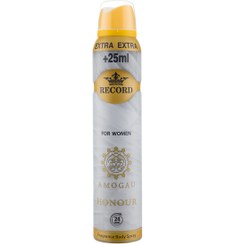 تصویر اسپری بدن زنانه مدل Amogau Honour حجم 225میل رکورد Record Body Spray Amogau Honour For Women 225ml