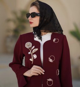 تصویر کت کرپ زرشکی جواهردوزی ترنم 