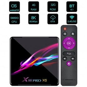 تصویر اندروید باکس Hugsun مدلX88 Pro X3 با CPU S905X3 و حافظه داخلی 64 و رم 4 