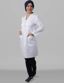 تصویر روپوش زنانه مدل جیب مثلثی Womens White Lab Coat Triangle Pocket