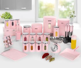 تصویر سرویس آشپزخانه گرد سفید 21 پارچه لیمون با درب شفاف limon 21 Pcs Round Kitchen Set With Transparent door