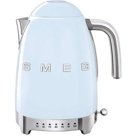 تصویر کتری برقی مدرج اسمگ رنگ آبی پاستلی مدل KLF04 smeg kettle KLF04