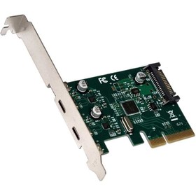 تصویر کارت تایپ سی دو پورت یو اس بی 3 PCI E 2X USB3.2 DUAL TYPE C