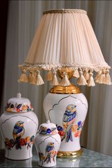 تصویر آباژور سرامیکی قناری سفید هانه سرام 