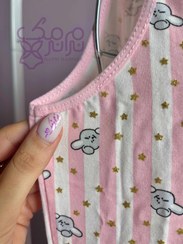 تصویر پیراهن آستین حلقه ای نخ پنبه صورتی 30612