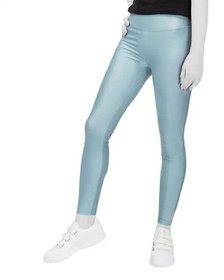 تصویر لگینگ زنانه ورزشی کمر پهن مدل 24035 آبی روشن براق آگی 