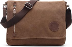 تصویر Canvas Messenger Shoulder Bag Satchel BagVintage Canvas Crossbody Bag with Multiple Pocket for Daily Use School and Work Brown - ارسال 15 الی 20 روز کاری 