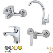 تصویر ست شیرآلات طوفان فلز مدل مینا کروم Set of metal storm faucets, Mina chrome model