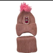 تصویر شال و کلاه بچگانه لبوبو - سبز زیتونی 