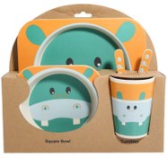 تصویر ست ظرف غذا کودک و نوزاد بامبو 5 تکه طرح حیوانات 