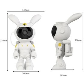 تصویر رقص نور پروژکتوری بانی فضانورد Bunny Night Light Astronaut Galaxy Projector