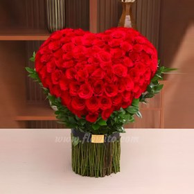 تصویر دسته گل قلبی رز هلندی کد 2 