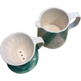 تصویر ست دریپر قهوه سه نفره 