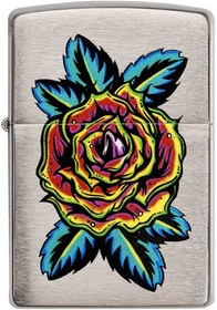 تصویر فندک اورجینال بنزینی زیپو مدل Zippo FLOWER TATTOO Zippo Red Flame