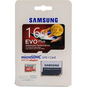 تصویر کارت حافظه سامسونگ مدل Evo Plus ظرفیت ۱۶ گیگابایت Samsung Evo Plus UHS-I U1 Class 10 95MBps microSDHC - 16GB