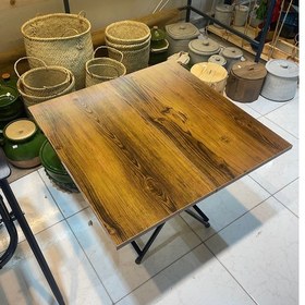 تصویر میز تاشو پایه فلزی روکش چوبی MDF ( کوتاه ) مسافرتی سبک 