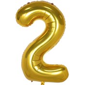 تصویر بادکنک فویلی طرح عدد 2 طلایی ا Golden number 2 foil balloon Golden number 2 foil balloon