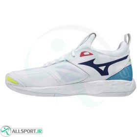 تصویر کفش والیبال میزانو طرح اصلی Mizuno Wave Momentum 2 White Belu Red 