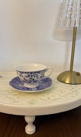 تصویر فنجان نعلبکی قلم آبی 