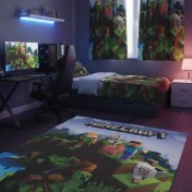 تصویر ست گیمینگ طرح ماینکرفت (روتختی، فرشینه، پرده) 