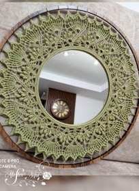 تصویر دیوارکوب قلاببافی ، ماندالا ۳ تکه آینه دار (پس کرایه ) 