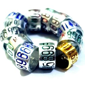 تصویر حلقه پای پرندگان بسته ۲ عددی با حک شماره موبایل 