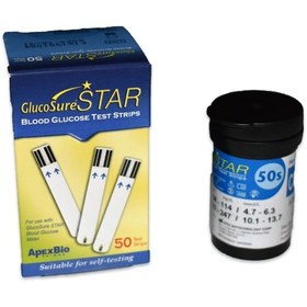 تصویر نوار تست قند خون استار بسته 50 عددی GlucoSure Star Test Strip