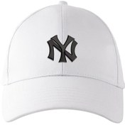 تصویر کلاه کتان سفید NY (گلدوزی) 