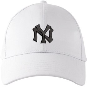 تصویر کلاه کتان سفید NY (گلدوزی) 