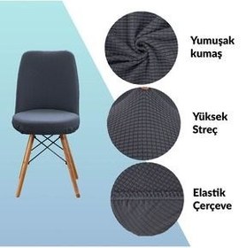 تصویر روکش صندلی خاکستری کشش قابل شستشو Lycra بیضی دور گرد riselerhome 