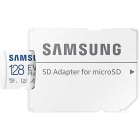 تصویر کارت حافظه microSDXC سامسونگ مدل Evo Plus A1 V10 کلاس 10 استاندارد UHS-I U3 سرعت 130MBps ظرفیت 128 گیگابایت به همراه آداپتور SD کارت حافظه Micro SDXC سامسونگ مدل Evo Plus A1 V10 سرعت 130MBps به همراه آداپتور SD کلاس 10 استاندارد UHS-I U3 ظرفیت 128GB