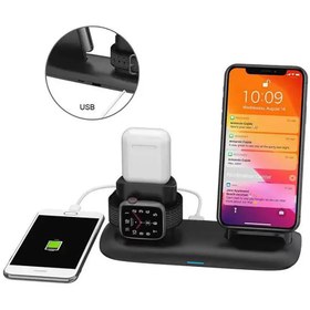 تصویر شارژر وایرلس ۴ کاره ی پرودو Fast Wireless Slim Charging Station 4 in 1 