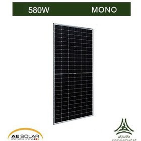 تصویر پنل خورشیدی 580 وات مونوکریستال N-Type TOPCon Bifacial برند AE SOLAR 