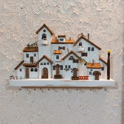 تصویر جاکلیدی دیواری چوبی کار دست تزئینی و کاربردی طرح دهکده رویایی کد 5358 