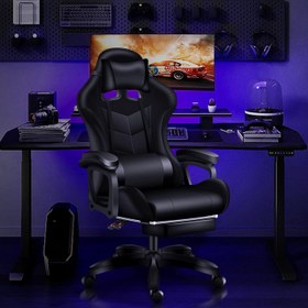 تصویر Eesyy Gaming Chair Ergonomic High Back Gaming Chairs Reclining &amp; Height Adjustable Computer Chair with Neck and Massage Lumbar Support, Retractible Footrest, 360° Silent Casters, Class 3 Gaslift,Black 