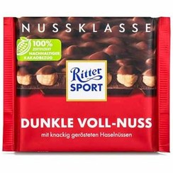 تصویر شکلات تلخ آلمانی ریتر اسپرت Ritter Sport حاوی فندق کامل برشته شده 100 گرم (سفارش روسیه) 