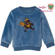 تصویر بلوز مخمل آستین بلند نوزادی لوپیلو آبی طرح خرس کابوی 