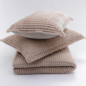 تصویر ست پتو ۳ تکه مدرن (دوتایی) موکا برند merinos Modern Line 3 Piece Blanket Set (Double) Mocha