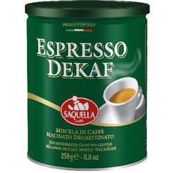 تصویر قهوه قوطی ساکوئلا مدل اسپرسو بدون کافئین وزن 250 گرم saquella espresso dekaf 