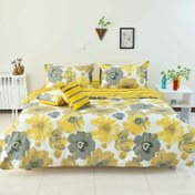 تصویر پارچه ملحفه گل بابونه زرد 240 عرض ارسال رایگان 